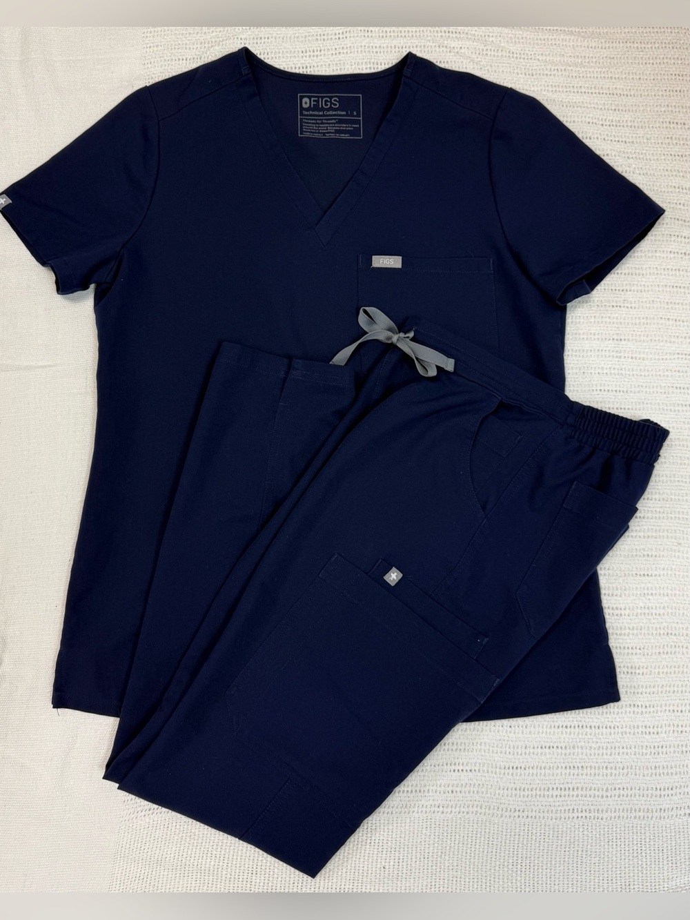 FIGS Navy Blue Women Scrub Set Small Catarina Top + XXS Yola Skinny Scrub Pants